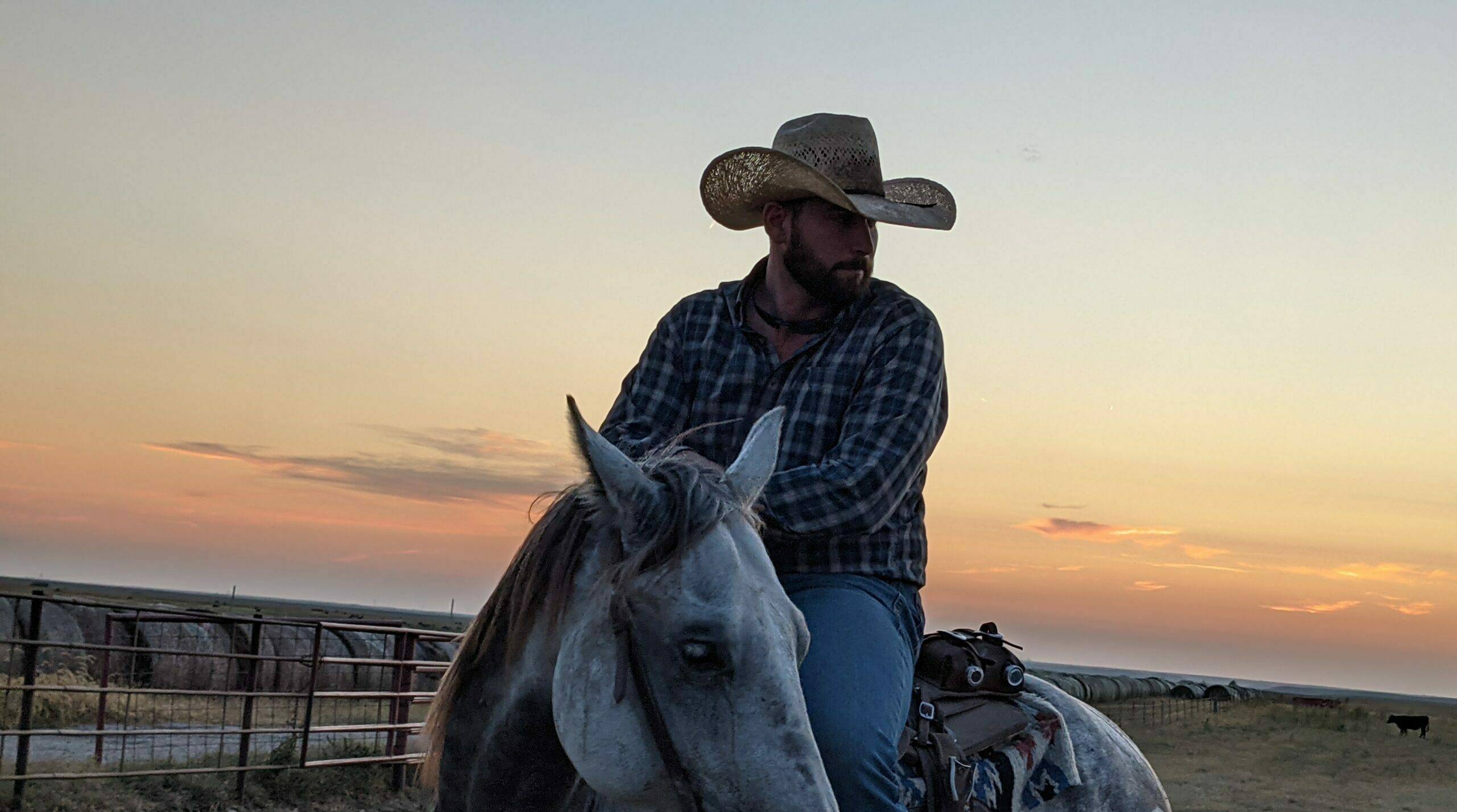 Ranch employee on horseback
